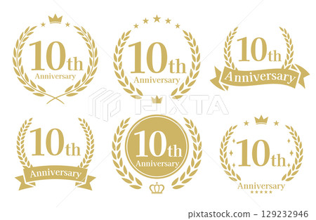 10th anniversary, anniversary logo vector illustration set 129232946