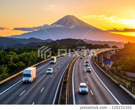 Mount Fuji Autonomous Driving Generative AI Background 129233162
