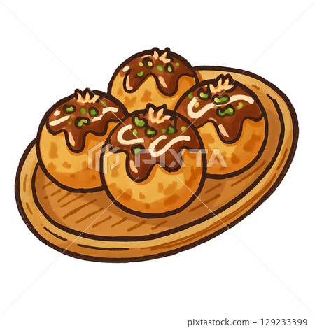 A cute cut-out illustration of takoyaki 129233399