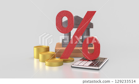 The Bank Building and Gold coins for Business concept 3d rendering. 129233514