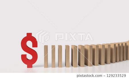 The Red Dollar and domino for Business concept 3d Rendering. 129233529