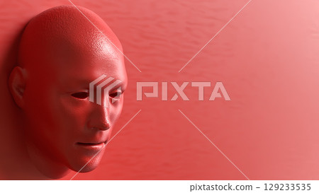 The Red face for Abstract Background concept 3d Rendering. The Red face for Abstract Background concept 3d Rendering. 129233535