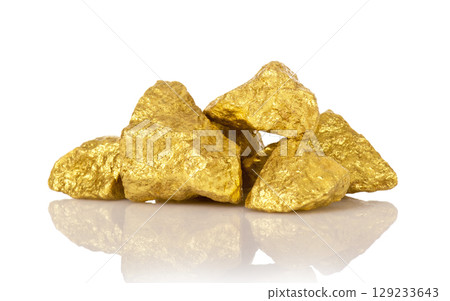 Gold nuggets are cash investments, treasures and deposits in saving capital. 129233643