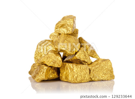 Gold nuggets are cash investments, treasures and deposits in saving capital. 129233644