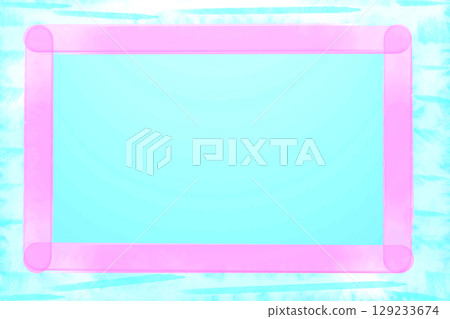 Pink blue plaque frame with place for text on azure 129233674