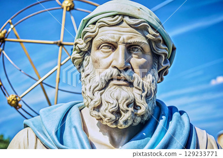 Bust of the wise intelligent Archimedes.Mathematical genius 129233771