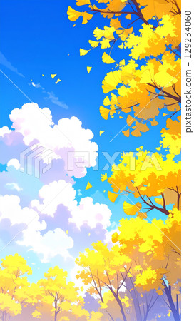 銀杏景觀AI生成背景 銀杏景觀AI生成背景 129234060