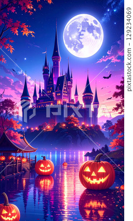 Halloween pumpkin AI generation background 129234069