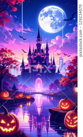 Halloween pumpkin AI generation background 129234070