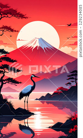 Mt. Fuji landscape generation AI background 129234085