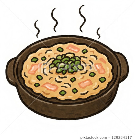 A hand-drawn illustration of delicious monjayaki A hand-drawn illustration of delicious monjayaki 129234117