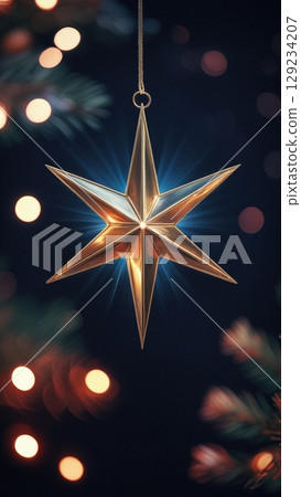 Stunning Silver Star Dazzling on Elegant Black Velvet with Radiant Golden Bokeh Effects Stunning Silver Star Dazzling on Elegant Black Velvet with Radiant Golden Bokeh Effects 129234207