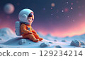 Dreamy Baby Astronaut Exploring Distant Moonscape, Wonder of Space and Adventure Awaits 129234214
