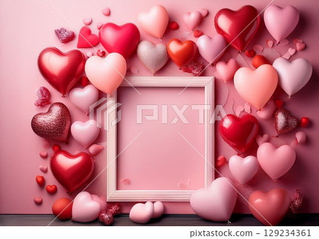 Heart balloon frame 129234361
