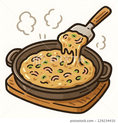 Cutely drawn Monjayaki icon illustration 129234410