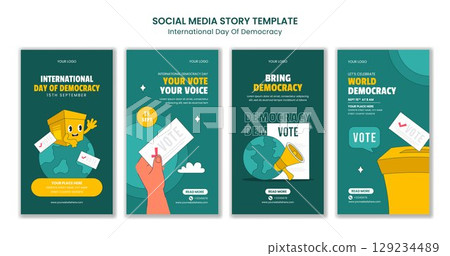 Flat Cartoon Illustration Template for International Day of Democracy Social Media Stories 129234489
