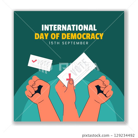 Hand-Drawn Democracy Day Vector Template for Social Media Background Design 129234492