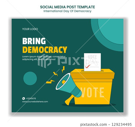 International Day of Democracy Flat Hand-Drawn Vector Design for Social Media Post 129234495