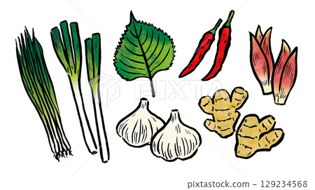 Condiments (spices) brush and watercolor 129234568