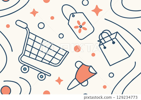 Shopping, purchase.Various bags,cart.Market trip 129234773