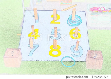 Illustration CG image New sports ring toss game 2 Illustration CG image New sports ring toss game 2 129234976