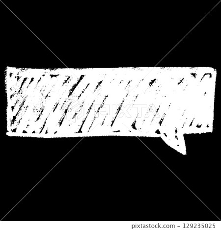 Rectangular speech bubble, hand drawn with chalk or white brush, on black background. 129235025