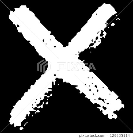 White chalk rejected cross sign, wrong check mark scribble, decline, error crayon symbol, vector handwriting disagree 129235114