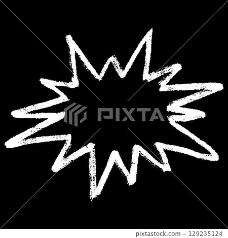 Abstract message cloud with corners, children's chalk drawing on black background. 129235124