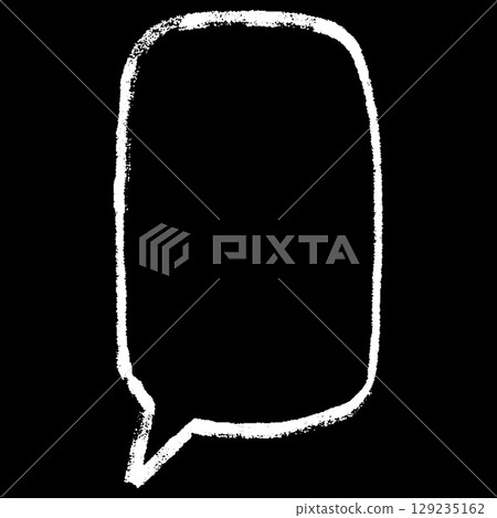 Text box white chalk outline on black, crayon speech bubble vertical silhouette, vector doodle dialogue cloud drawing Text box white chalk outline on black, crayon speech bubble vertical silhouette, vector doodle dialogue cloud drawing 129235162