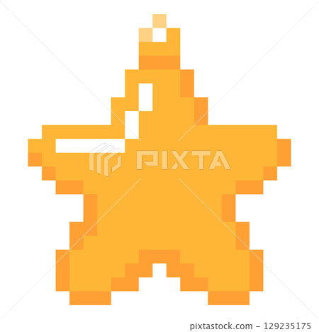 Five-pointed golden star in pixel, hanging toy, 8 bit. Five-pointed golden star in pixel, hanging toy, 8 bit. 129235175
