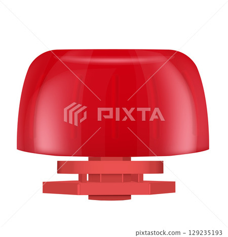 Red plastic cap for pouch bag, realistic vector illustration of 3D doy-pack bag packaging spout lid mockup front view 129235193