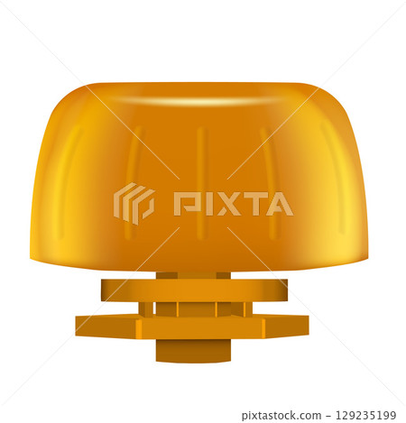 Yellow plastic cap for pouch bag, realistic vector illustration of 3D doy-pack bag packaging spout lid mockup front view 129235199