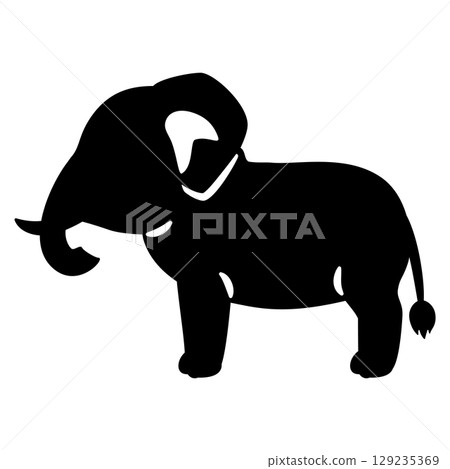 Sideways elephant silhouette 129235369