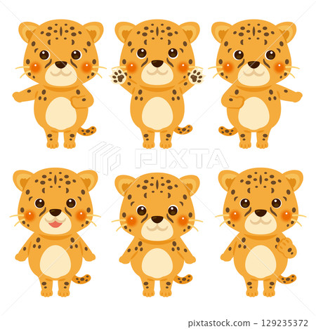 指向獵豹字符插圖集 指向獵豹字符插圖集 129235372