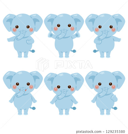 Pointing elephant character illustration set 129235380
