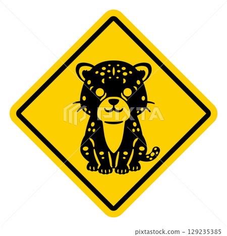 獵豹警告標誌圖 獵豹警告標誌圖 129235385