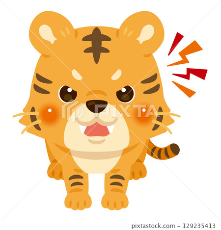Illustration of a threatening tiger Illustration of a threatening tiger 129235413
