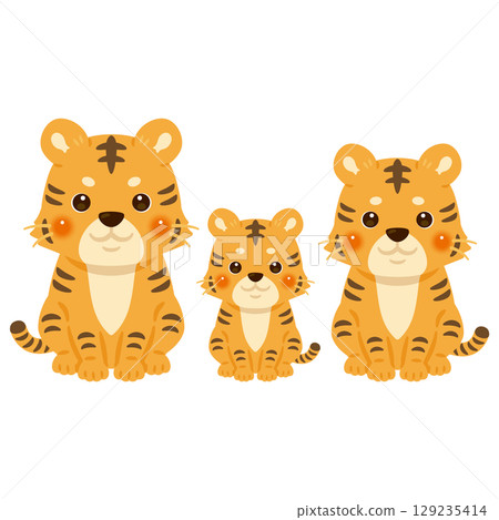 坐著的老虎家族插圖 129235414