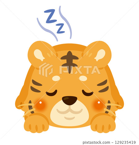 老虎趴著睡覺的插圖 129235419