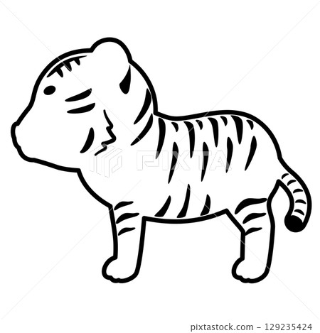 Line drawing of a tiger facing sideways Line drawing of a tiger facing sideways 129235424