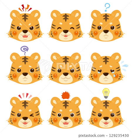 老虎插圖集 - 僅限臉部表情 129235430