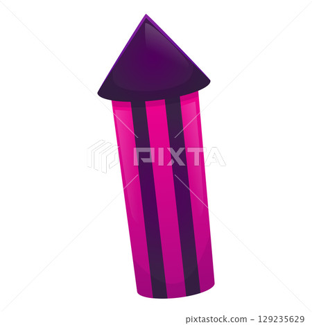 Firecracker rocket, pink with stripes, pyrotechnic equipment. 129235629