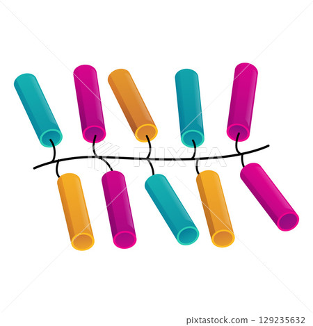 Bunch of colorful firecrackers, pink, yellow, blue, pyrotechnic equipment. 129235632