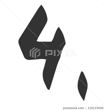 Bad exam score black marker symbol, 4. points test score, four number low test result, fourth sequence sign with dot 129235698