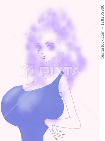 Illustration, glamorous girl, fashionable, sepia, manga, anime 129235900