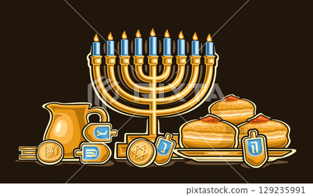 Vector greeting card for Hanukkah Vector greeting card for Hanukkah 129235991