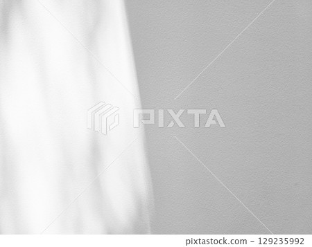 Abstract shadow of leaves on a white wall background Abstract shadow of leaves on a white wall background 129235992
