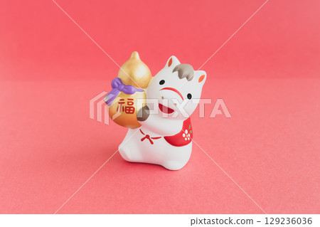 Cute New Year's card material for 2026, Year of the Horse - Horse Zodiac Sign 129236036