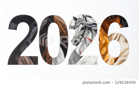 2026 New Year's Card Material - Year of the Horse Design 129236450