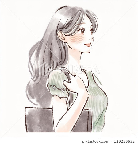 Watercolor and hand-drawn illustration material of women and girls 129236632